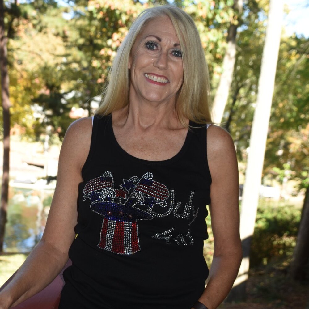 4th of July Patriotic rhinestone sleeveless tank sz XS S M L XL XXL 1X 2X3X4X5X